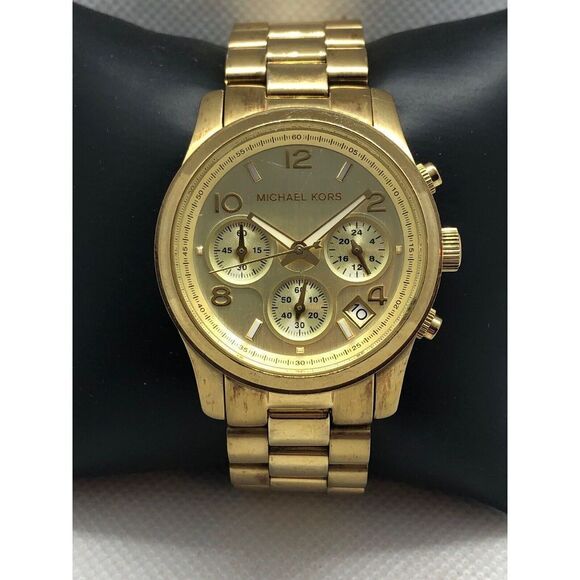 Michael Kors MK5055 Unisex Analog Golden Brushed Dial Quartz Genuine Watch JK25 - Picture 1 of 9